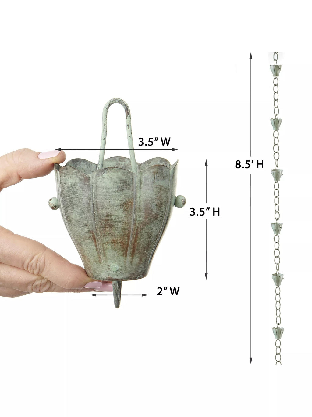 Crocus Copper Rain Chain, 8.5'