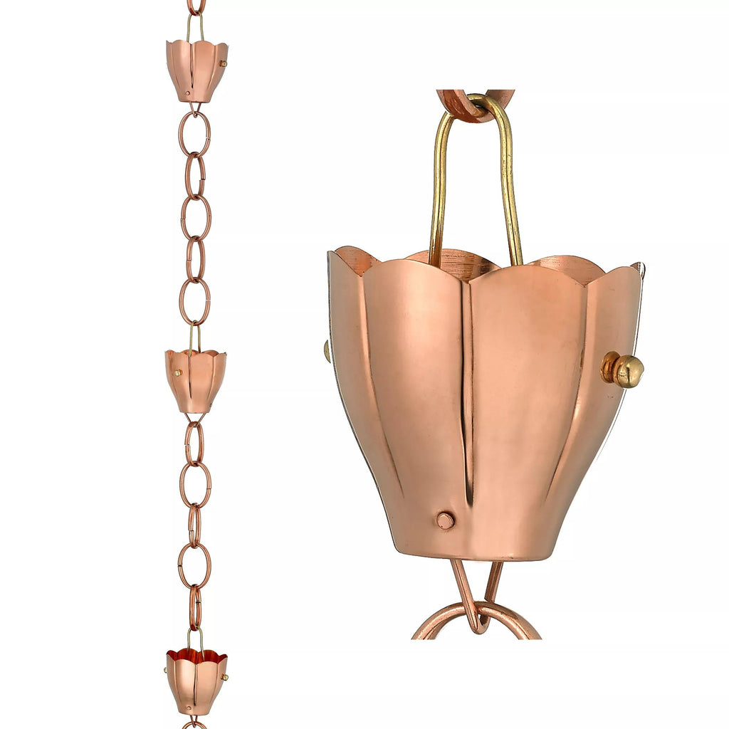 Crocus Copper Rain Chain, 8.5'