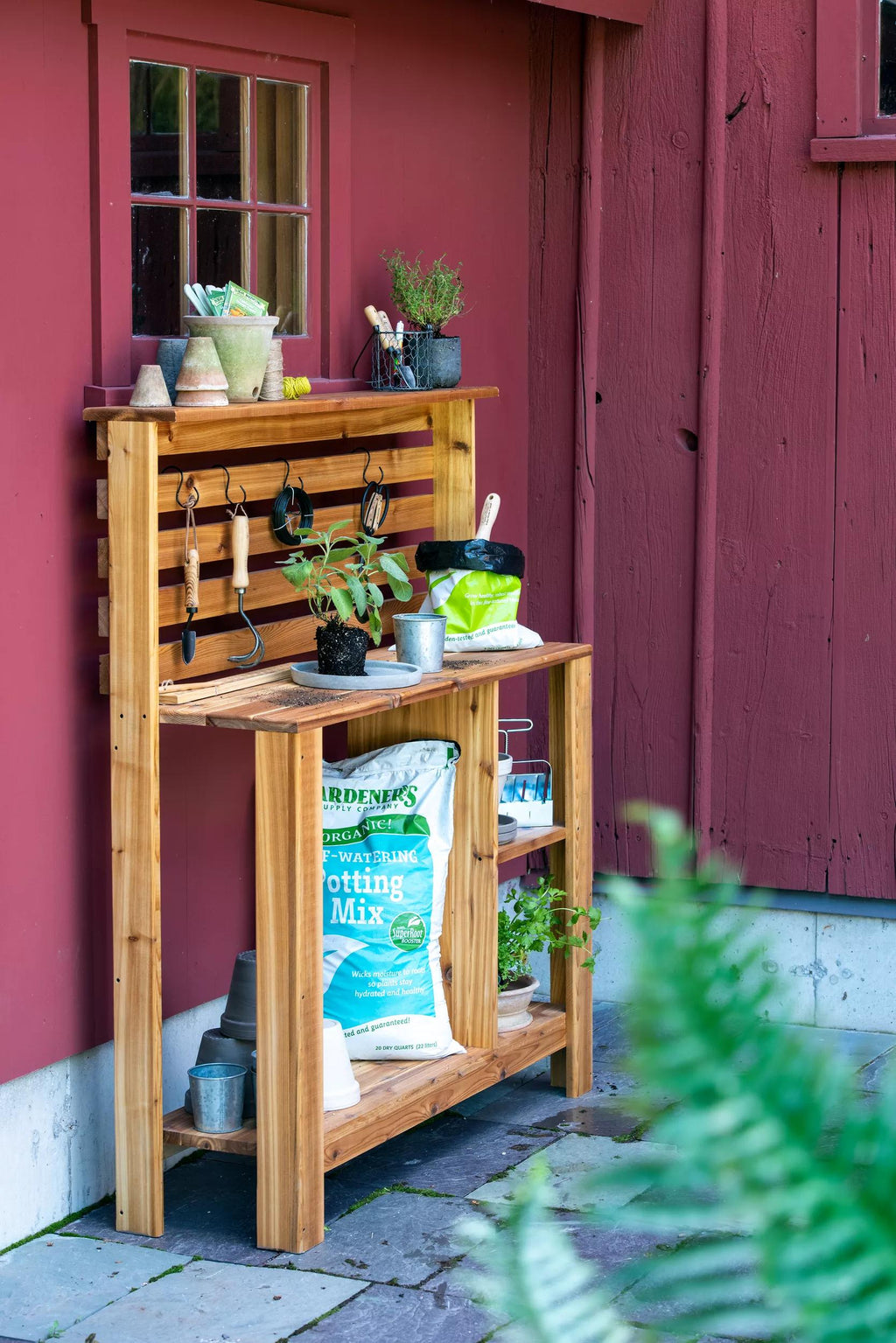 Gardeners Supply Tall Cedar Potting Bench