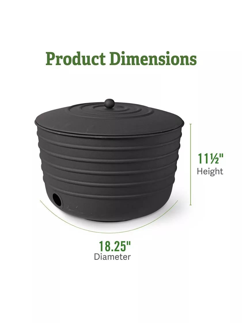 Matte Black Ribbed Hose Pot with Lid