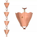 Tulip Pure Copper Rain Chain, 8.5'