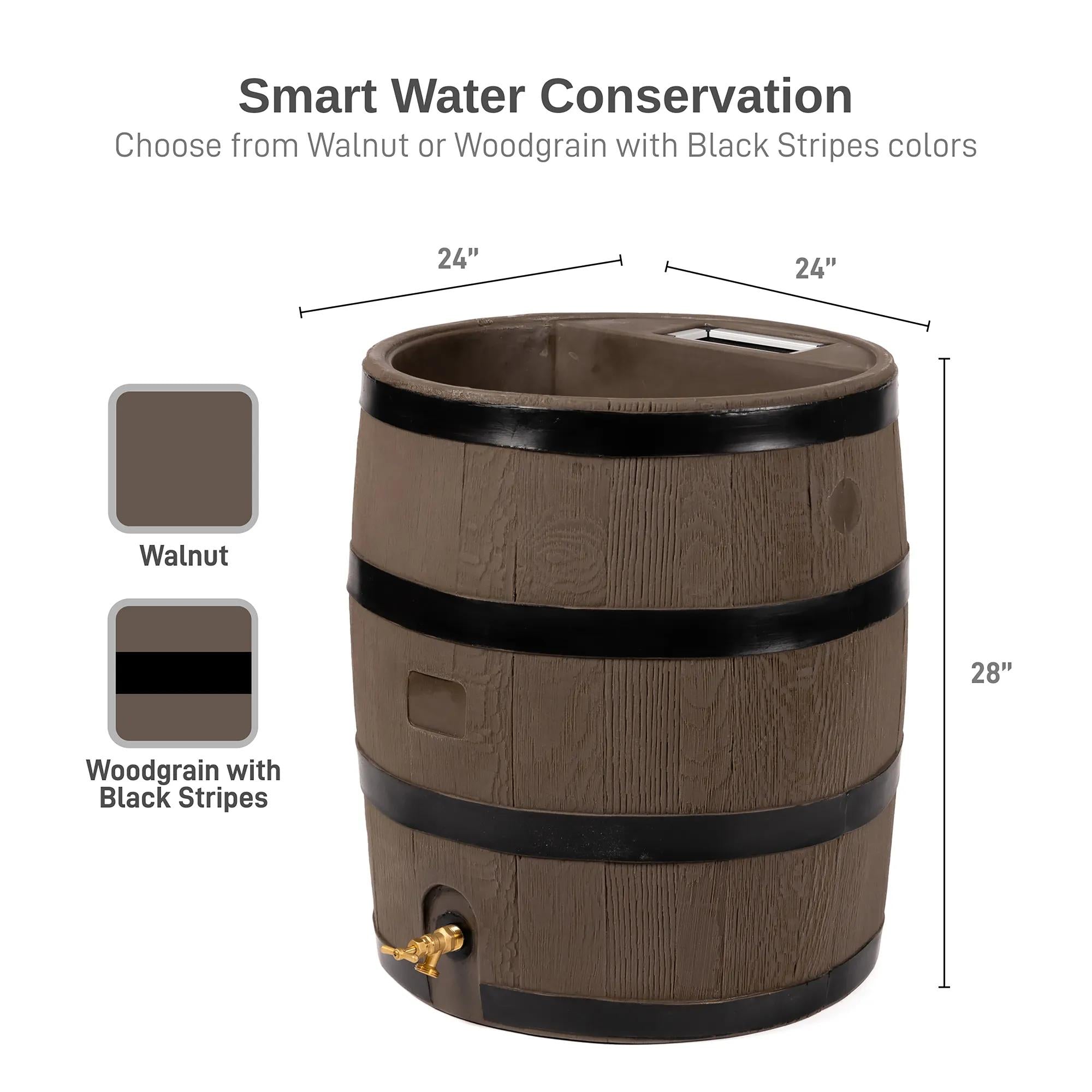Round Rain Barrel with Planter, 35 Gallons