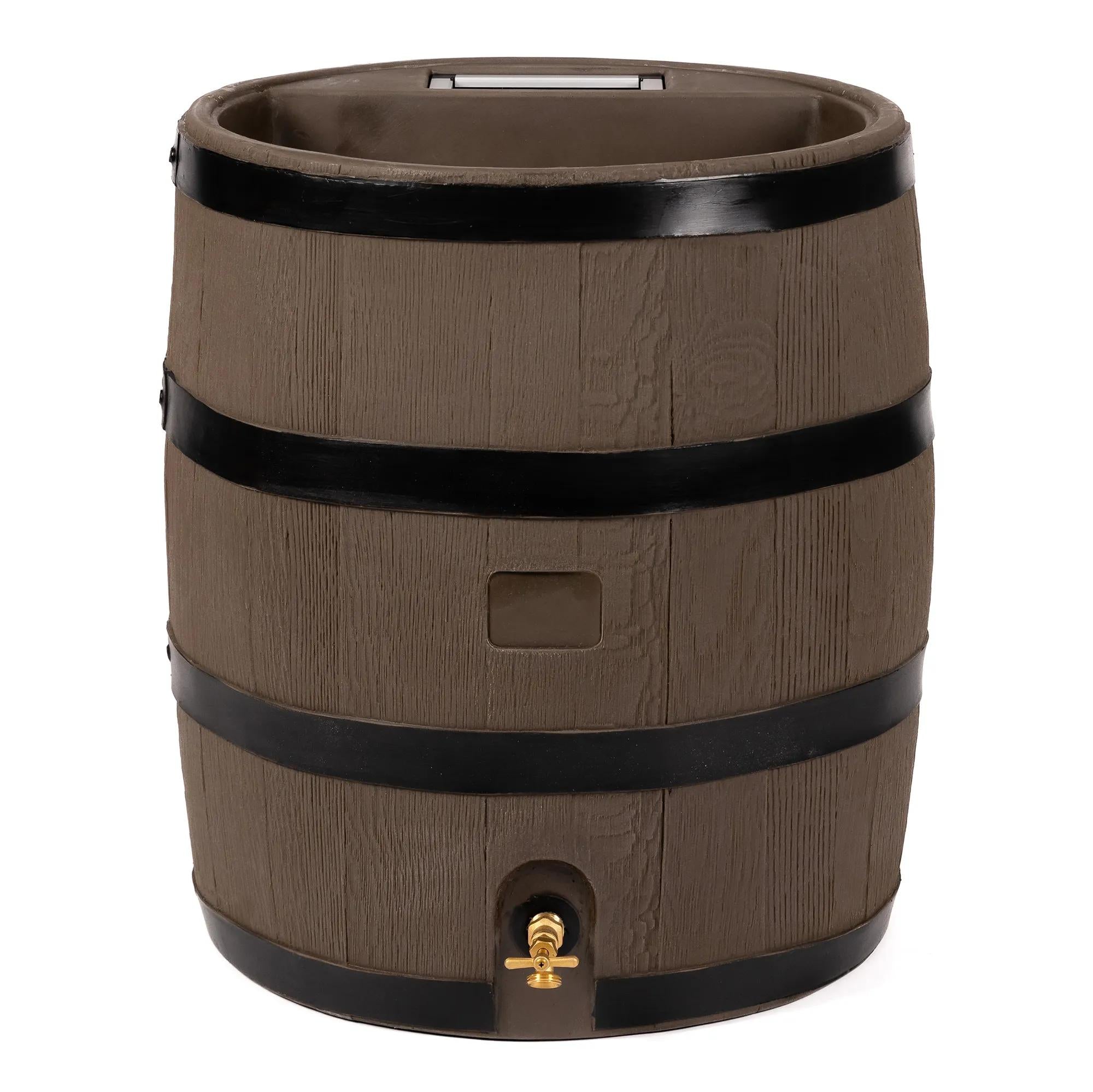 Round Rain Barrel with Planter, 35 Gallons
