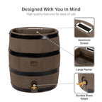 Round Rain Barrel with Planter, 35 Gallons
