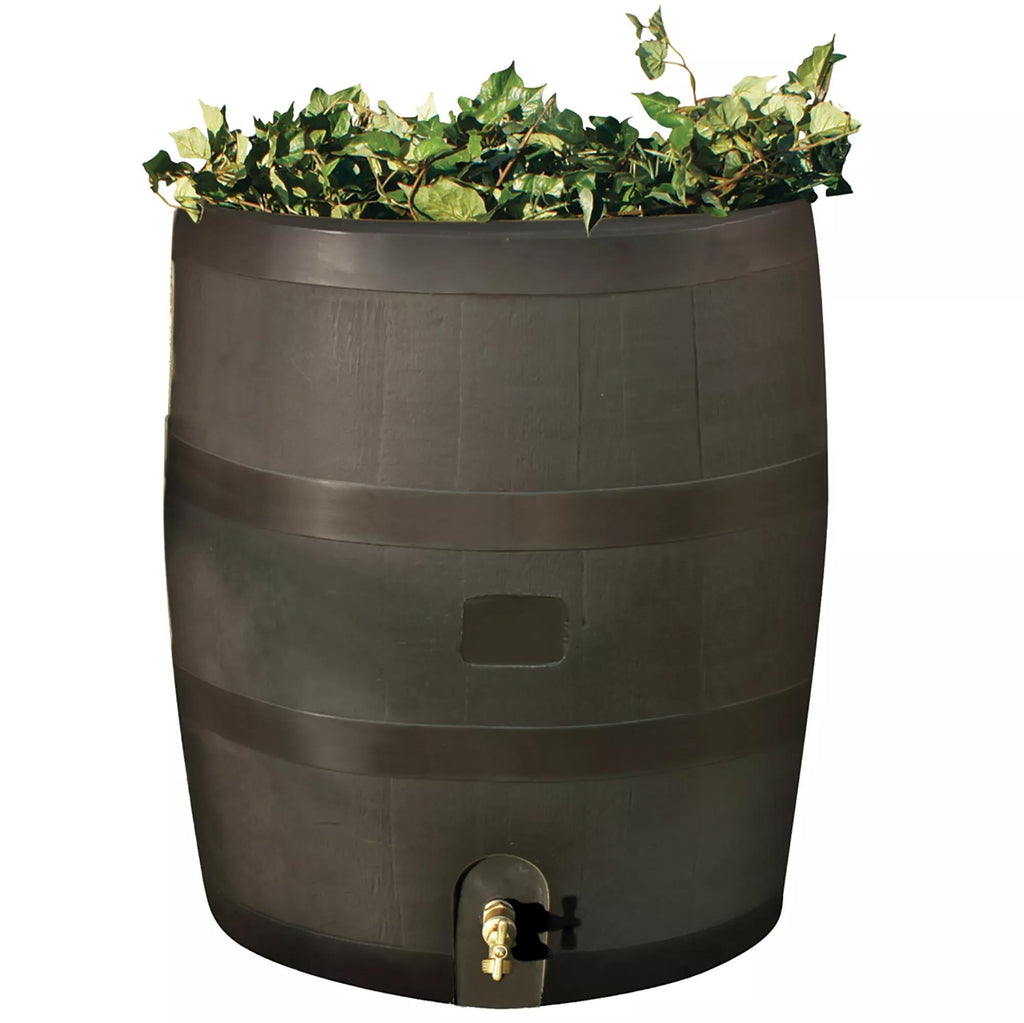 Round Rain Barrel with Planter, 35 Gallons